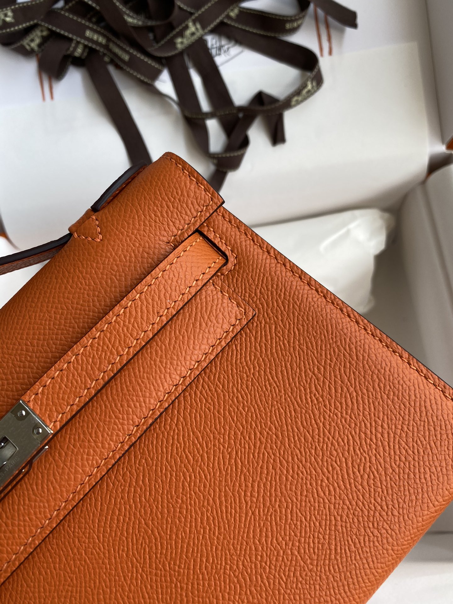 Hermes Mini Kelly Pochette 22cm Bag In Orange Epsom Leather